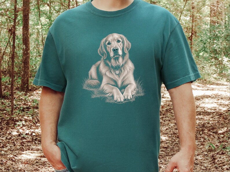 Golden Retriever Shirt, Golden Retriever Gift, Golden Retriever Dog Mom Tee, Vintage Sketch Print, Dog Lover Shirt image 10