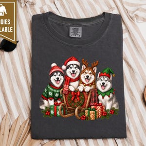 Siberian Husky Christmas Shirt, Husky Lover Gift, Festive Holiday Dog Sweatshirt, Santa Paws Xmas Tee image 4