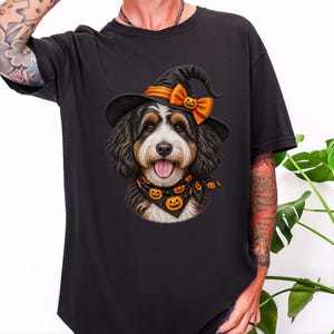 Bernedoodle Dog Halloween Shirt, Bernedoodle Mom Gift, Witch Dog Shirt, Spooky Dog Mom, Halloween Dog Lover Gift image 3