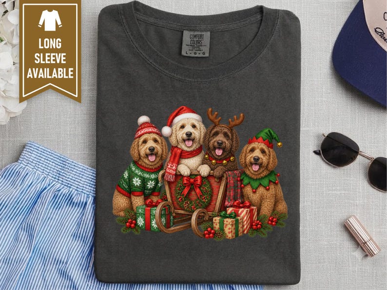Christmas Labradoodle Shirt, Labradoodle Christmas Gift, Santa Dog Tee, Dog Mom Christmas Shirt, Holiday Pet Shirt, Labradoodle Lover Gift image 6