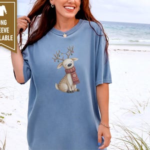 Whimsical Reindeer Christmas Shirt, Cozy Holiday Deer Sweatshirt, Cute Woodland Winter Tee image 6