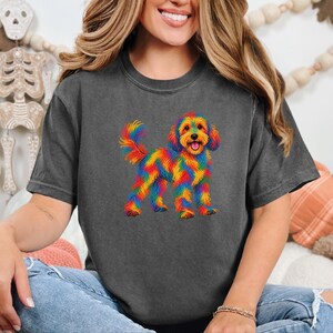 Cockapoo Shirt, Rainbow Dog Lover Gift, Colorful Puppy Tee, Doodle Mom Shirt, Dog Art Print image 9