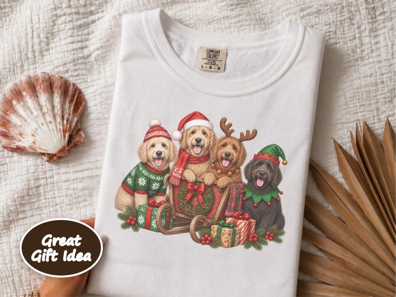 Goldendoodle Christmas Shirt, Holiday Dog Lover Gift, Festive Puppy Sweatshirt, Winter Doodle Tee afbeelding 7