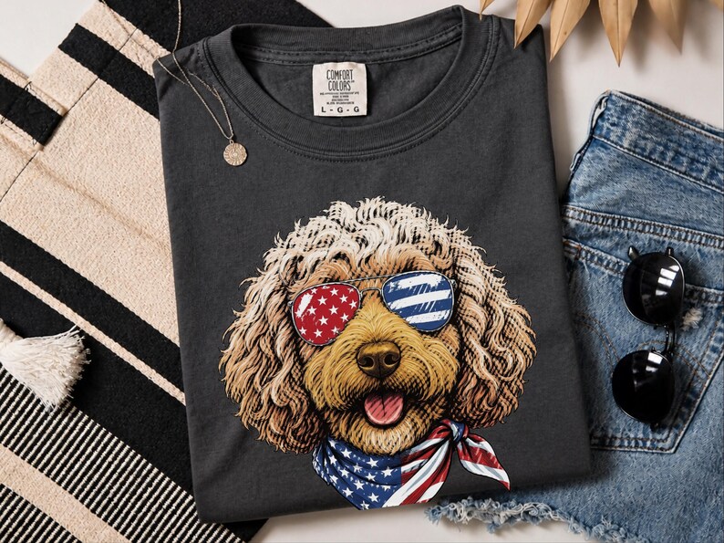 Comfort Colors Patriotic Dog Shirt, Cockapoo Goldendoodle Sweatshirt, American Heritage Independence Celebration Crewneck, Cockapoo Shirt immagine 9