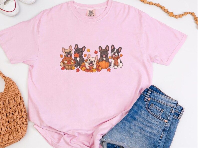Frenchie Dog Shirt, Fall French Bulldog Gift, Cute Puppy Tee, French Bulldog Mama Shirt, Autumn Dog Lover Sweatshirt image 1