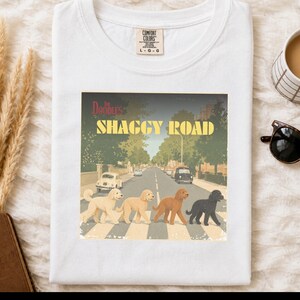 Comfort Colors Beatles Inspired Goldendoodle Shirt, The Doodles Shaggy Road Parody Tee, Retro Classic Rock Band Dog Mom Clothing image 9