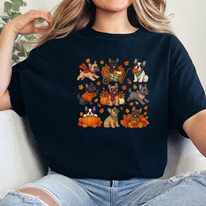 French Bulldog Fall Shirt, Frenchie Mom Gift, Autumn Dog Lover Tee, Pumpkin Season Sweater, Cute Puppy Graphic Top image 8