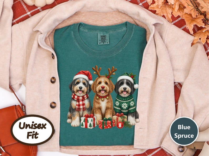 Aussiedoodle Christmas Sweatshirt, Aussiedoodle Gift, Holiday Dog Crewneck, Christmas Dog Sweater, Festive Puppy Lover Shirt image 6