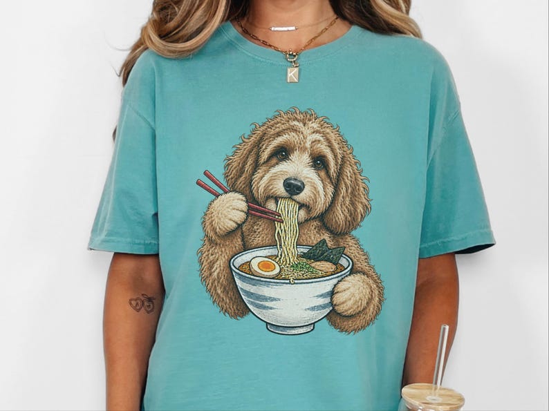 Labradoodle Lover Shirt, Labradoodle Gift, Ramen Lover Tee, Funny Dog Art image 4