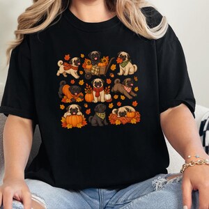 Camiseta de perro pug, regalo para mamá de pug, sudadera de otoño para perros, camiseta para amantes de los pugs, camiseta de calabaza de otoño imagen 3