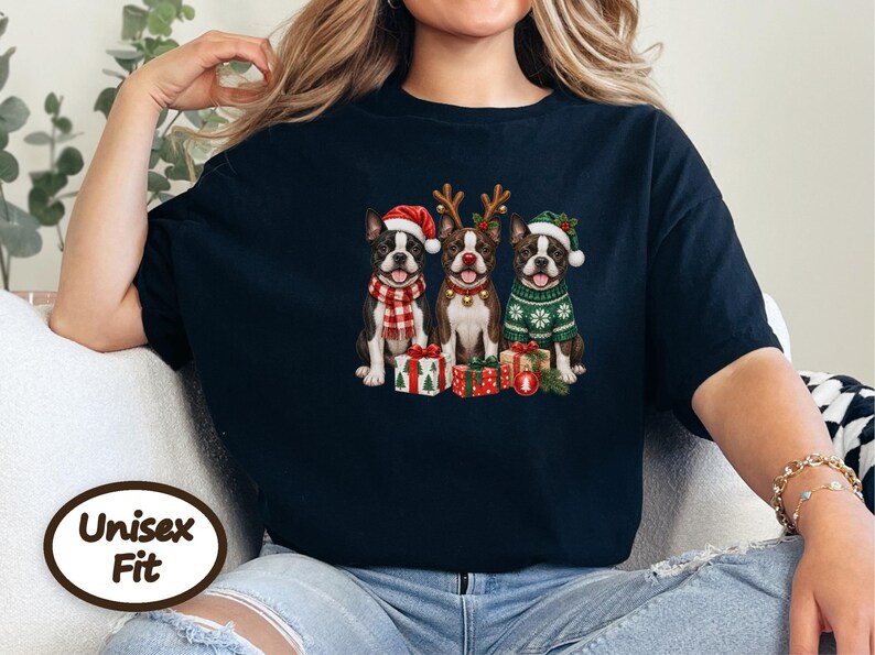 Boston Terrier Christmas Shirt, Dog Christmas Shirt, Boston Terrier Gift, Christmas Pet Shirt, Santa Dog Shirt, Holiday Dog Tee image 7