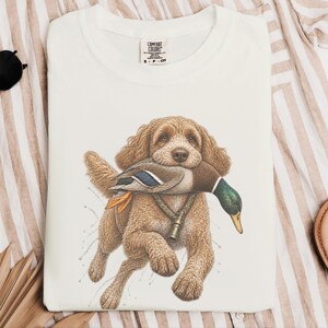 Duck Hunter Shirt, Cockapoo Dog Lover Gift, Waterfowl Hunting Tee, Mallard Duck Art, Outdoorsman Apparel image 3