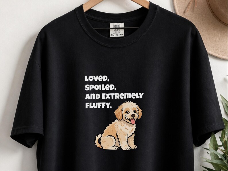 Comfort Colors Maltipoo Dog Mom Shirt, Loved, Spoiled, and Extremely Fluffy Sweatshirt, Cute Cavapoo Goldendoodle Dog Owner Clothing image 4