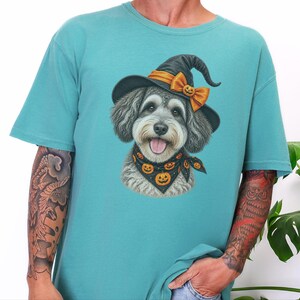Witch Dog Shirt, Halloween Dog Mom, Schnoodle Mom Gift, Spooky Dog Sweatshirt, Fall Doodle Dog Tee image 7