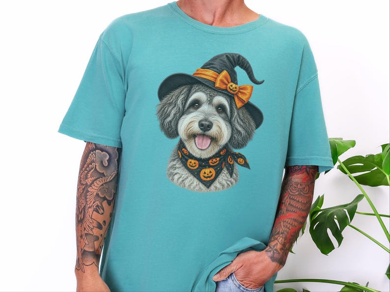 Witch Dog Shirt, Halloween Dog Mom, Schnoodle Mom Gift, Spooky Dog Sweatshirt, Fall Doodle Dog Tee image 7