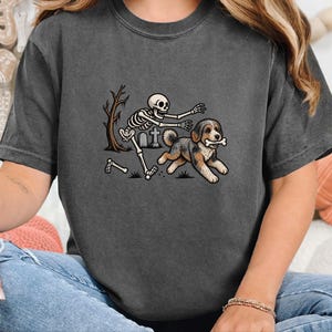 Skeleton Dog Shirt, Aussiedoodle Halloween Shirt, Spooky Dog Tee, Dog Lover Gift, Funny Skeleton Shirt image 10