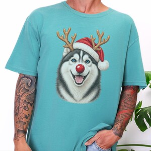 Husky Christmas Shirt, Christmas Dog Sweatshirt, Husky Lover Gift, Santa Paws Holiday Tee, Siberian Husky Mom Shirt image 7