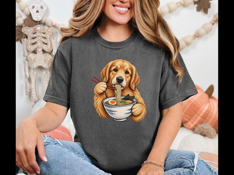 Golden Retriever-tröja, Ramen-älskare, rolig hundtröja, japansk matkonst, nudelälskare-t-shirt, Golden Mom-present bild 4