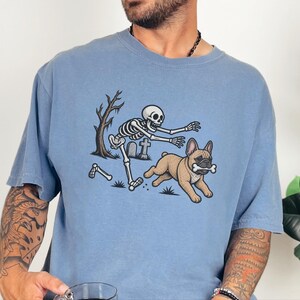 French Bulldog Halloween Shirt, Skeleton Dog Shirt, Funny Frenchie Gift, Spooky Pet Lover Tee, French Bulldog Mom Gift image 4