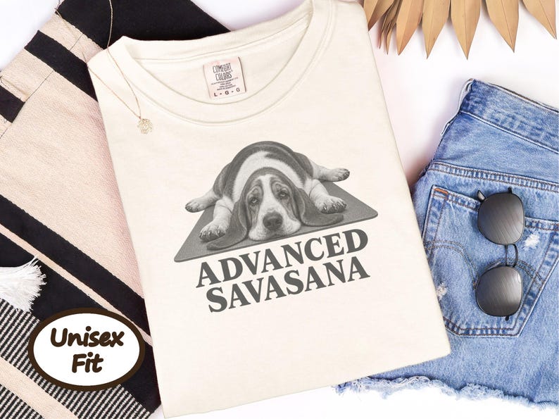 Basset Hound Shirt, Advanced Savasana Yoga Tee, Funny Dog Owner Gift, Yoga Teacher Shirt, Relaxed Fit TShirt image 6