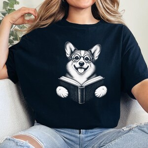 Corgi Reader Shirt, Corgi Mom Gift, Bookish Dog Tee, Librarian Present, Book Lover Shirt, Dog Dad Gift image 10