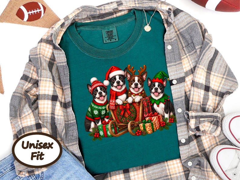 Boston Terrier Christmas Shirt, Boston Terrier Gift, Christmas Dog Shirt, Holiday Dog Lover Tee, Festive Pet Owner Gift image 7