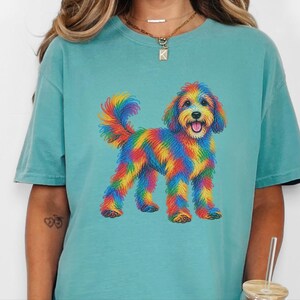 Sheepadoodle Shirt, Sheepadoodle Gift, Colorful Dog Art, Sheepadoodle Mom, Scribble Print, Pet Portrait Tee, Dog Lover Shirt image 7