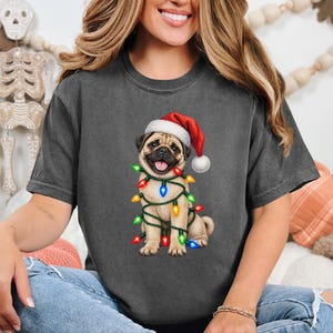 Pug Christmas Shirt, Christmas Pug Gift, Pug Lover Shirt, Holiday Pet Shirt, Santa Pug Tee image 5
