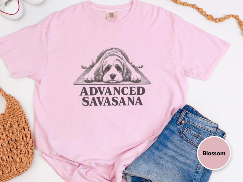Cavapoo Shirt, Funny Dog Yoga Gift, Advanced Savasana Tee, Yogi Puppy Lover Present, Dog Mom Fitness Clothing image 1