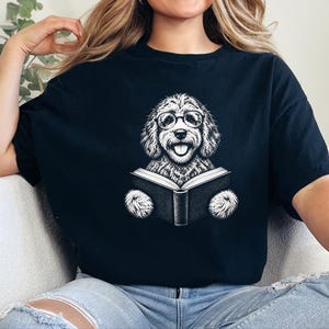 Labradoodle Reading Shirt, Bookish Dog Lover Gift, Labradoodle Dad Tee, Reading Dog Shirt, Bookworm Outfit image 3
