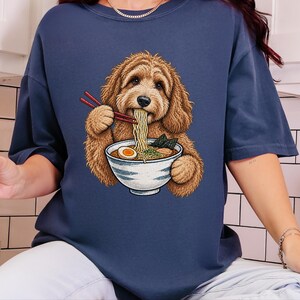 Labradoodle Shirt, Ramen Lover Gift, Labradoodle Mom Gift, Japanese Food Tee, Noodle Lover Shirt, Ramen Cat Art image 7