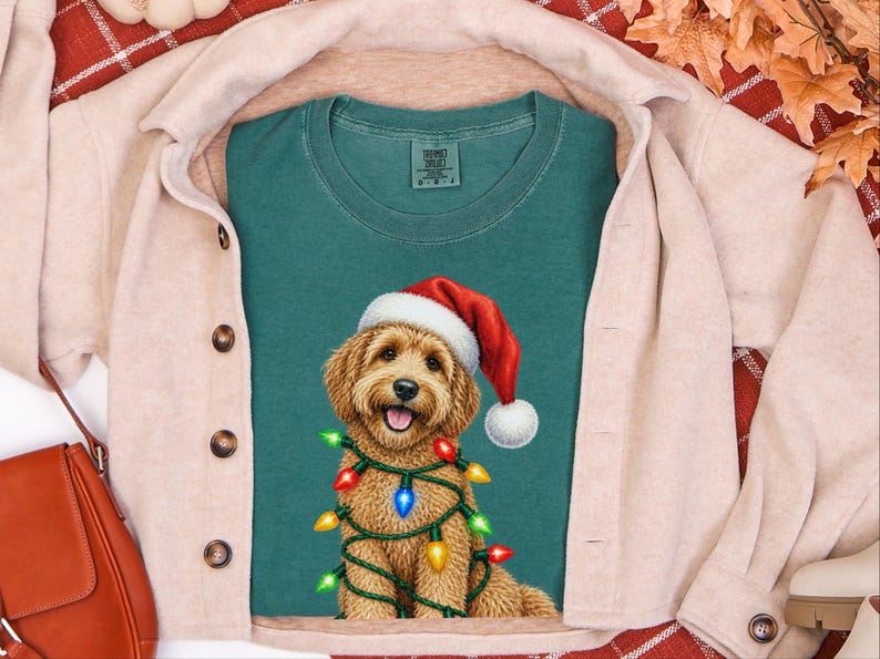 Labradoodle Christmas Shirt, Holiday Pet Shirt, Christmas Dog Mom, Labradoodle Gift, Christmas Lights Tee, Dog Lover Christmas Gift image 8