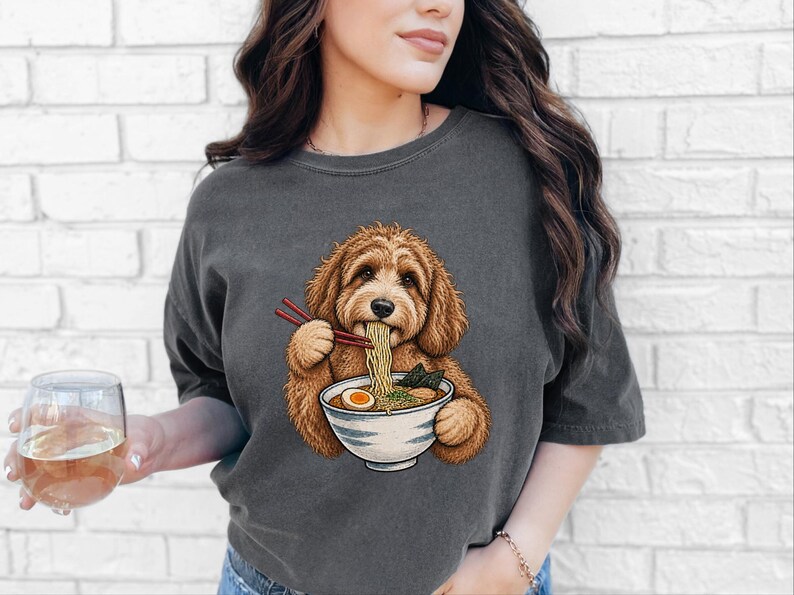 Labradoodle Lover Shirt, Labradoodle Gift, Ramen Lover Tee, Funny Dog Art image 9