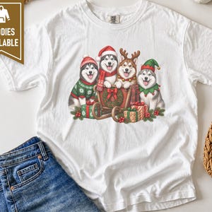 Siberian Husky Christmas Shirt, Husky Lover Gift, Festive Holiday Dog Sweatshirt, Santa Paws Xmas Tee image 8