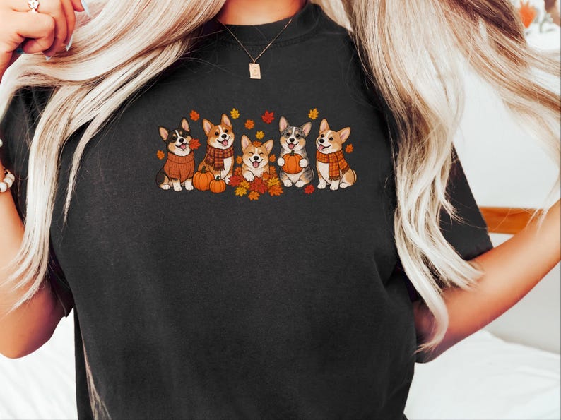 Corgi Autumn Shirt, Fall Corgi Tee, Dog Lover Gift, Corgi Mom Sweatshirt, Pumpkin Patch Shirt, Fall Dog Shirt image 9
