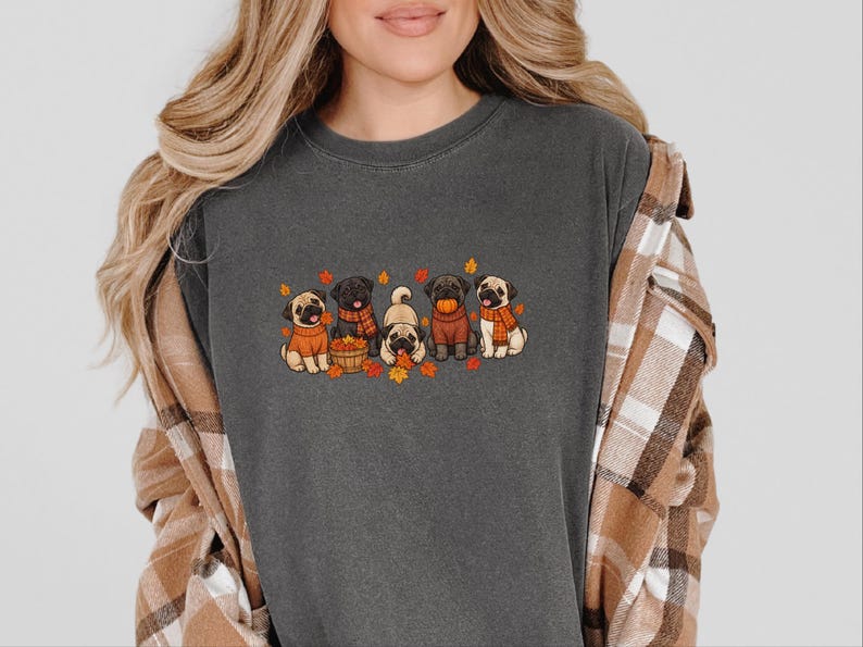 Autumn Dog Shirt, Pug Lover Gift, Pug Mom Sweatshirt, Fall Dog Lover Gift, Pug Dog Shirt, Cute Pug Tee image 4