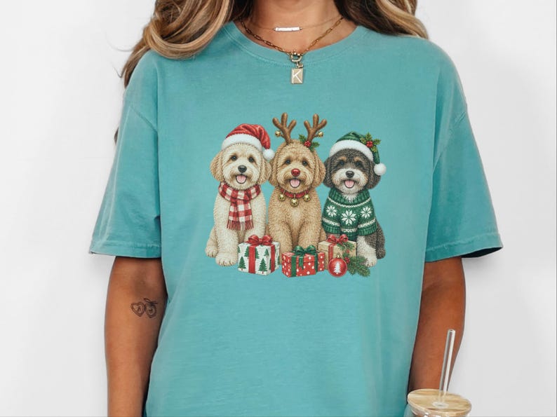 Christmas Maltipoo Shirt, Christmas Dog Lover Gift, Holiday Pet Crewneck, Festive Puppy Sweatshirt, Maltipoo Mom Tee image 1