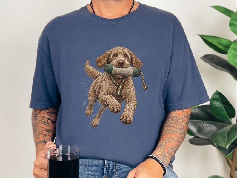 Labradoodle Shirt, Labradoodle Gift, Waterfowl Hunter, Hunting Dog Art, Outdoor Enthusiast, Duck Hunting Tee, Doodle Dog Dad Gift image 9