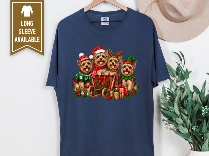 Yorkie Christmas Shirt, Yorkie Mom Gift, Holiday Dog Shirt, Festive Puppy Top, Dog Lover Gift image 4