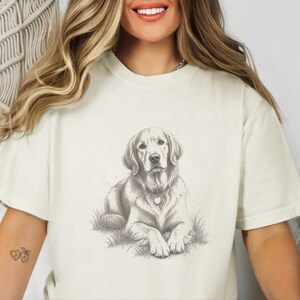 Golden Retriever Shirt, Golden Retriever Gift, Golden Retriever Dog Mom Tee, Vintage Sketch Print, Dog Lover Shirt image 5
