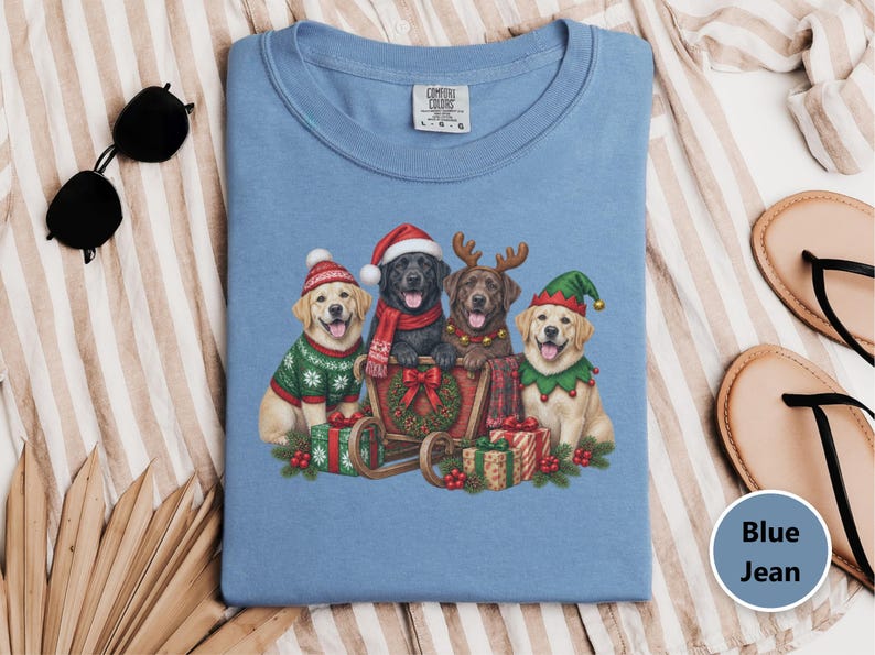 Christmas Dog Shirt, Labrador Christmas Gift, Black Lab Christmas Sweatshirt, Chocolate Lab Lover Shirt, Yellow Lab Holiday Tee image 1