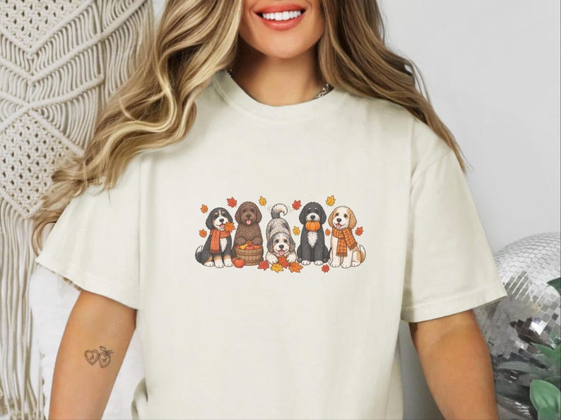 T-shirt d'automne Bernedoodle, Cadeau pour amoureux des chiens en automne, T-shirt maman Bernedoodle, T-shirt chiot mignon, Sweat-shirt pour amoureux des chiens Doodle image 3
