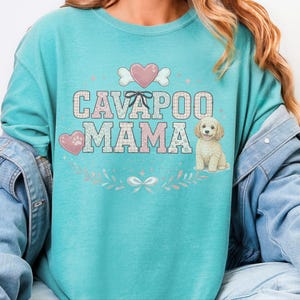 Comfort Colors Cavapoo Mom Shirt, Cavapoo Mama, Dog Owner Gift, Funny Canine Tee, Vintage Floral Doodle Graphic, New Dog Mom Present image 6