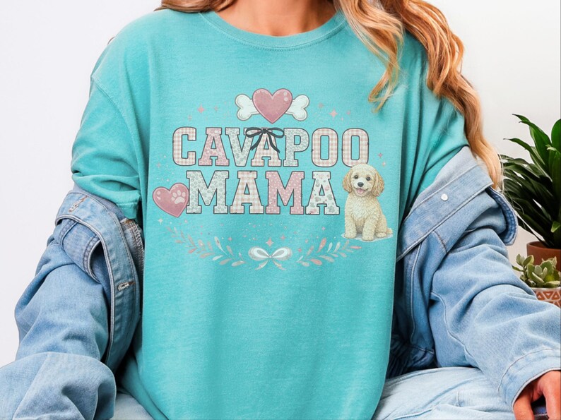 Comfort Colors Cavapoo Mom Shirt, Cavapoo Mama, Dog Owner Gift, Funny Canine Tee, Vintage Floral Doodle Graphic, New Dog Mom Present image 6