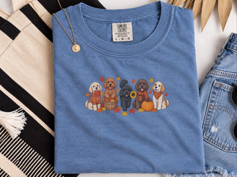 Herbstliches Hunde-Shirt, Geschenk für Cockapoo-Liebhaber, Herbstliches Hunde-Mama-Shirt, Gemütliches Herbst-T-Shirt Bild 8