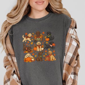 Camiseta de Labrador de otoño, regalo para amantes de los perros de otoño, linda camiseta para mamás de Labrador, suéter de cachorro para Acción de Gracias, ropa acogedora para dueños de mascotas de cosecha. imagen 7
