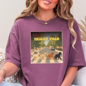 Comfort Colors Beatles Inspired Goldendoodle Shirt, The Doodles Shaggy Road Parody Tee, Retro Classic Rock Band Dog Mom Clothing image 6