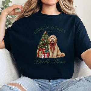 Goldendoodle Christmas Shirt, Christmas Trees And Doodles Please, Goldendoodle Mom Gift, Holiday Dog Sweatshirt, Doodle Lover Present image 6