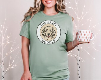 Doodle Puppy Tee, The Fluffy Doodle Logo Goldendoodle Mom Life Shirt, Labradoodle Dog Cartoon Graphic Tee, Pet Sitter Dog Walker Custom