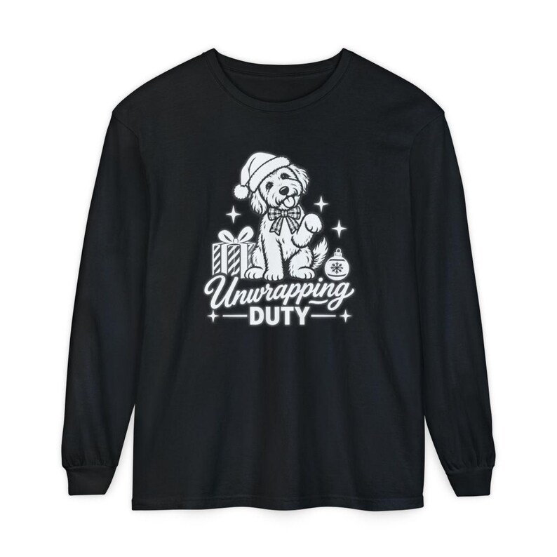 Christmas Goldendoodle Shirt, Goldendoodle Christmas Gift, Dog Mom Holiday Tee, Unwrapping Duty Sweatshirt, Doodle Lover Present image 13